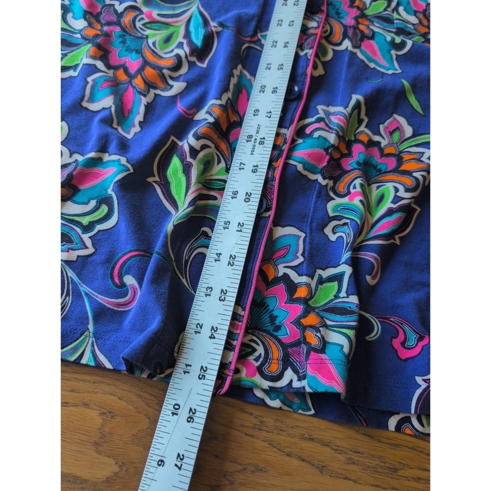 Bed Head Trina Turk PJ Set Blue Floral Womens 2X Short Sleeve Top 3X Crop Pants - Picture 5 of 9